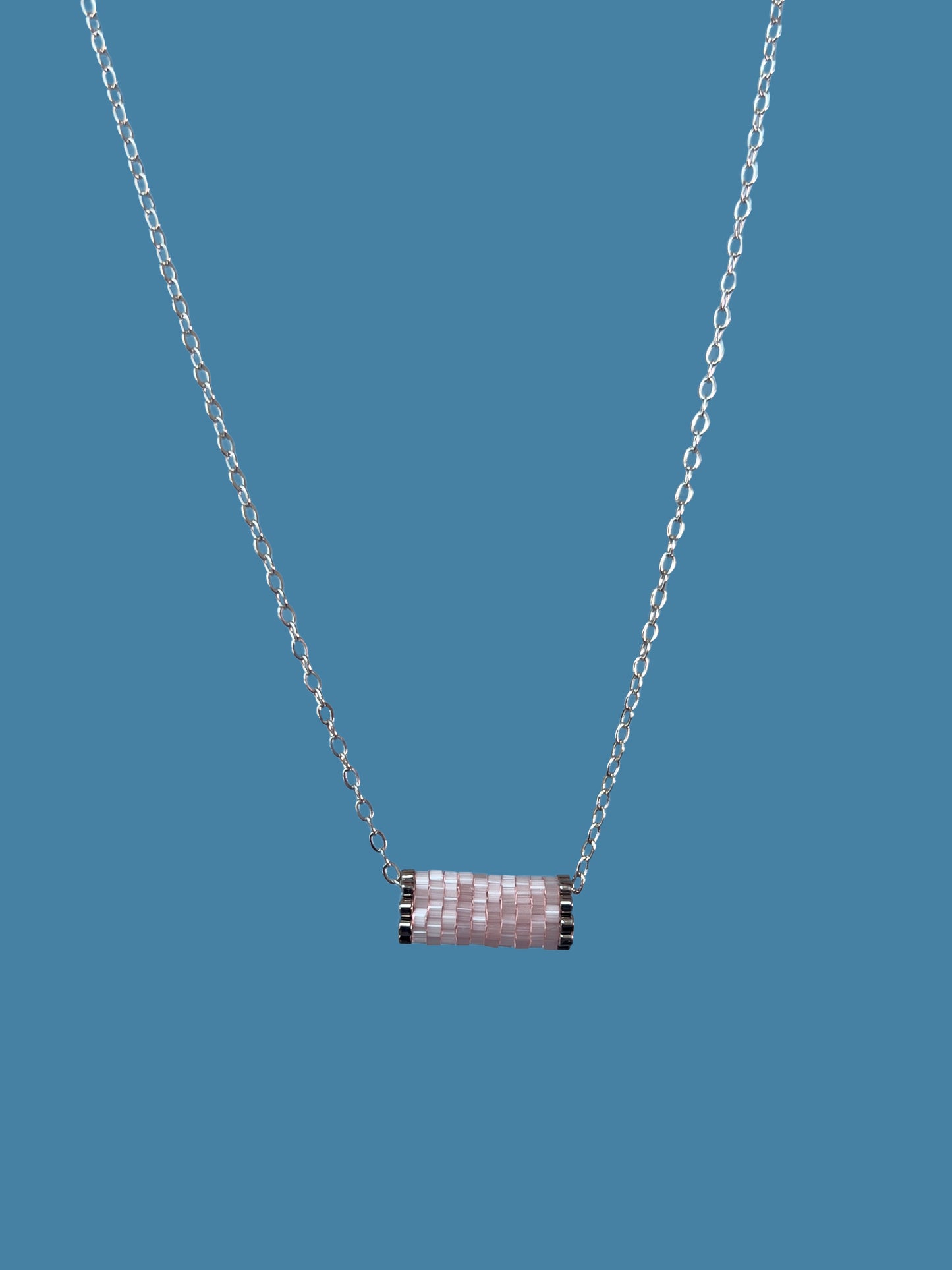 "Primrose" Blush Pink Satin Tube Pendant Necklace