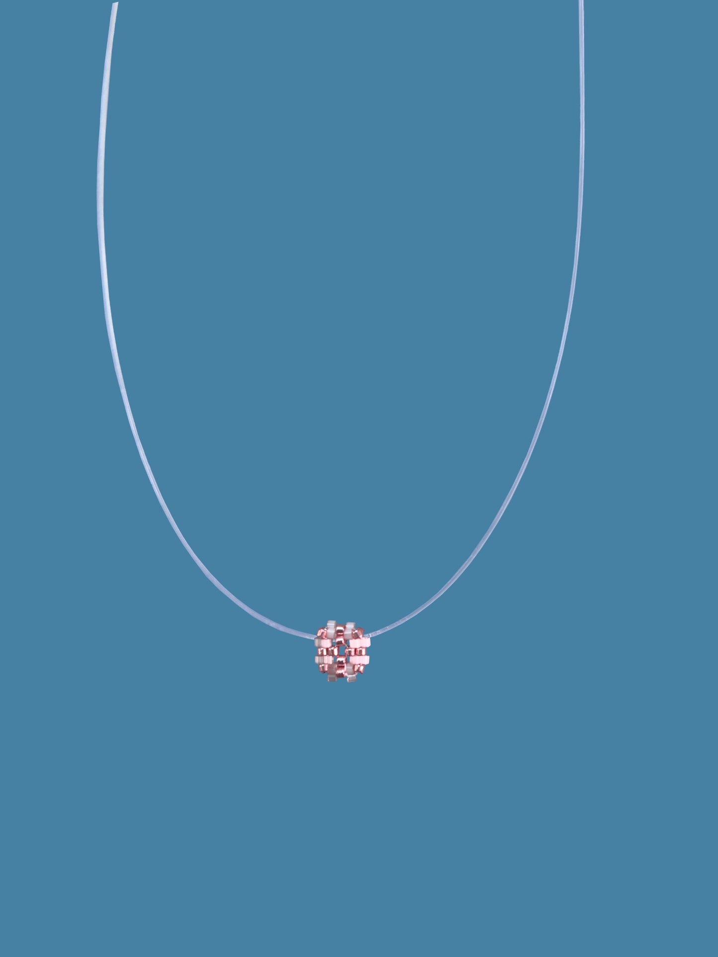 "Lina Rose Gold" Necklace on a String: Rose Gold and Satin Pink Pendant