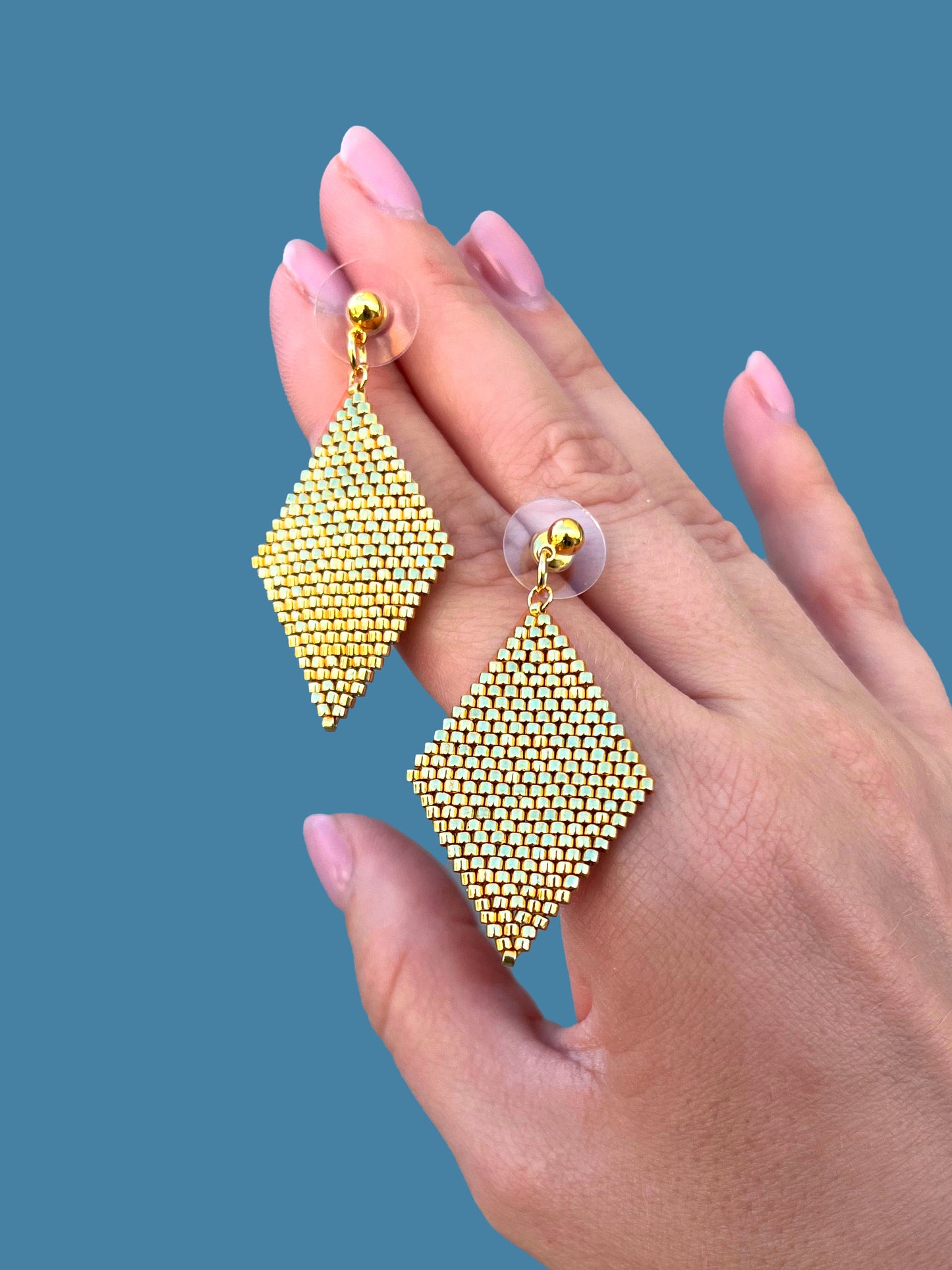 "Aria Gold" Rhombus Gold Stud Earrings