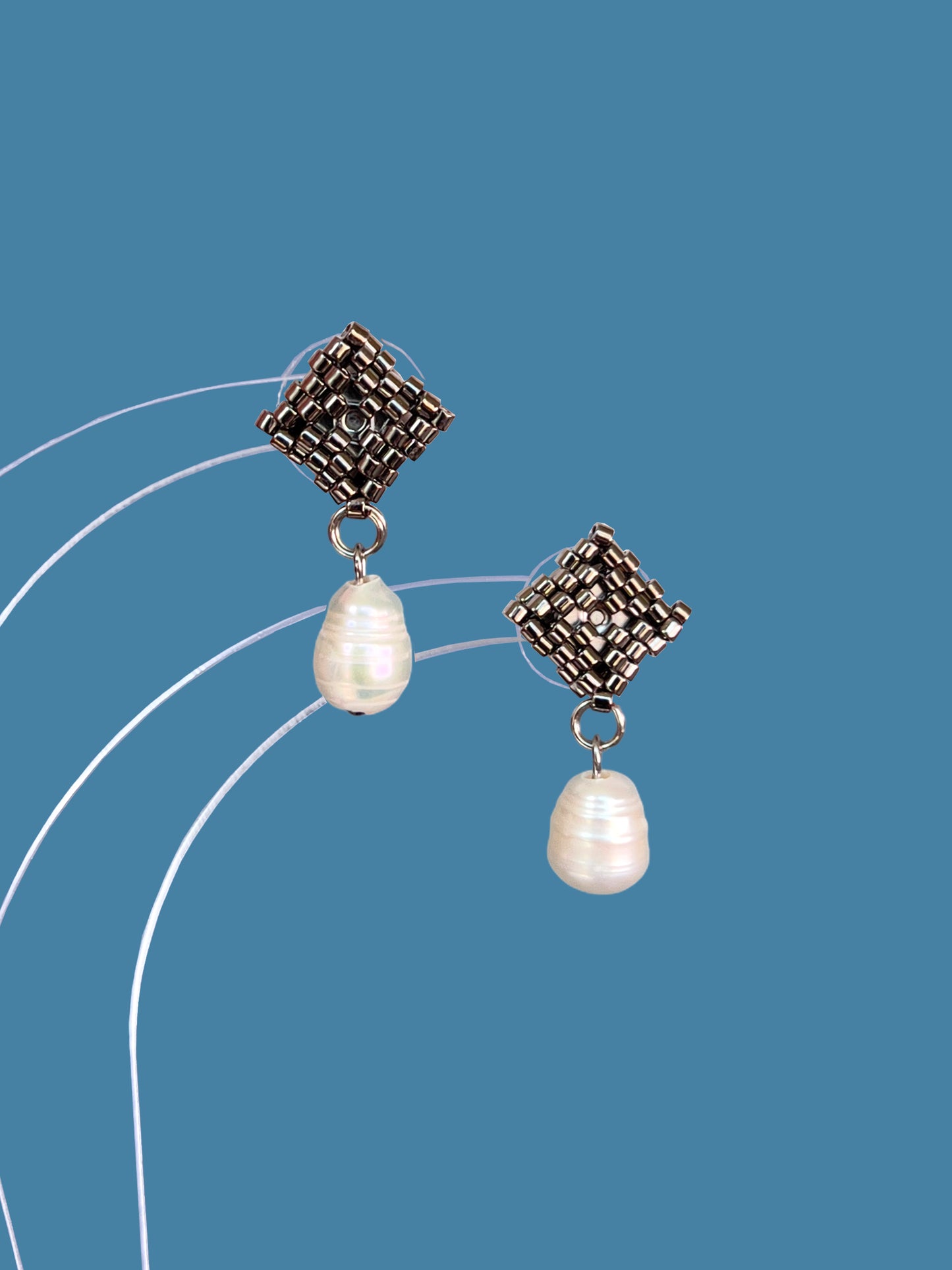 "Elise Silver" Silver Plated Stud Earrings with a Pearl