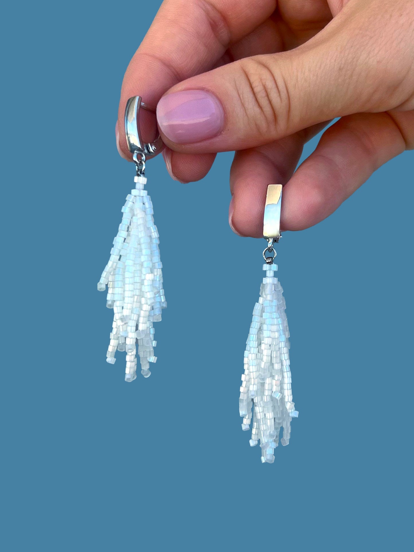 "Alba Frost" Snow White Satin Earrings