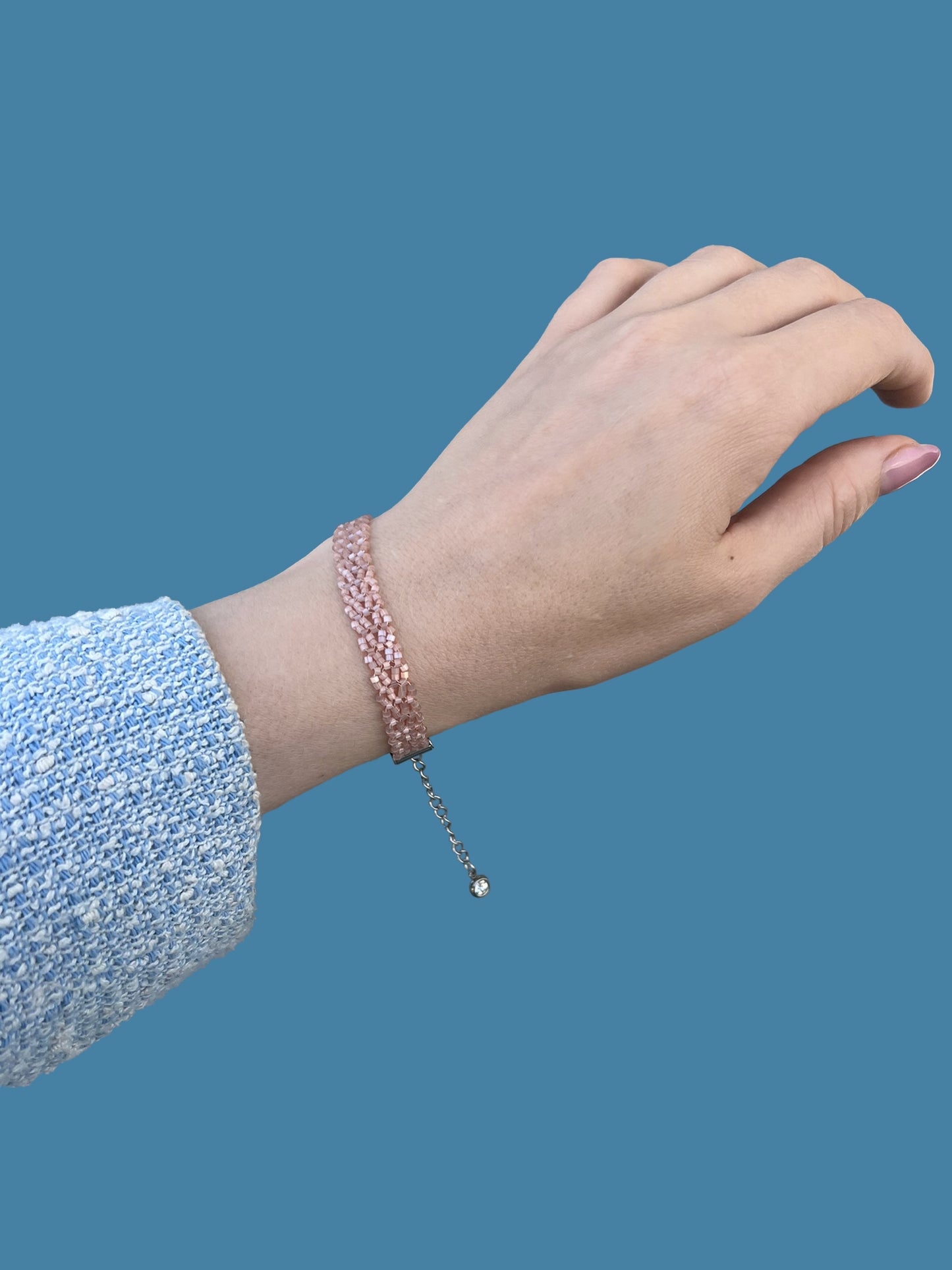 "Blossom Lace" Pink Satin Lace Bracelet