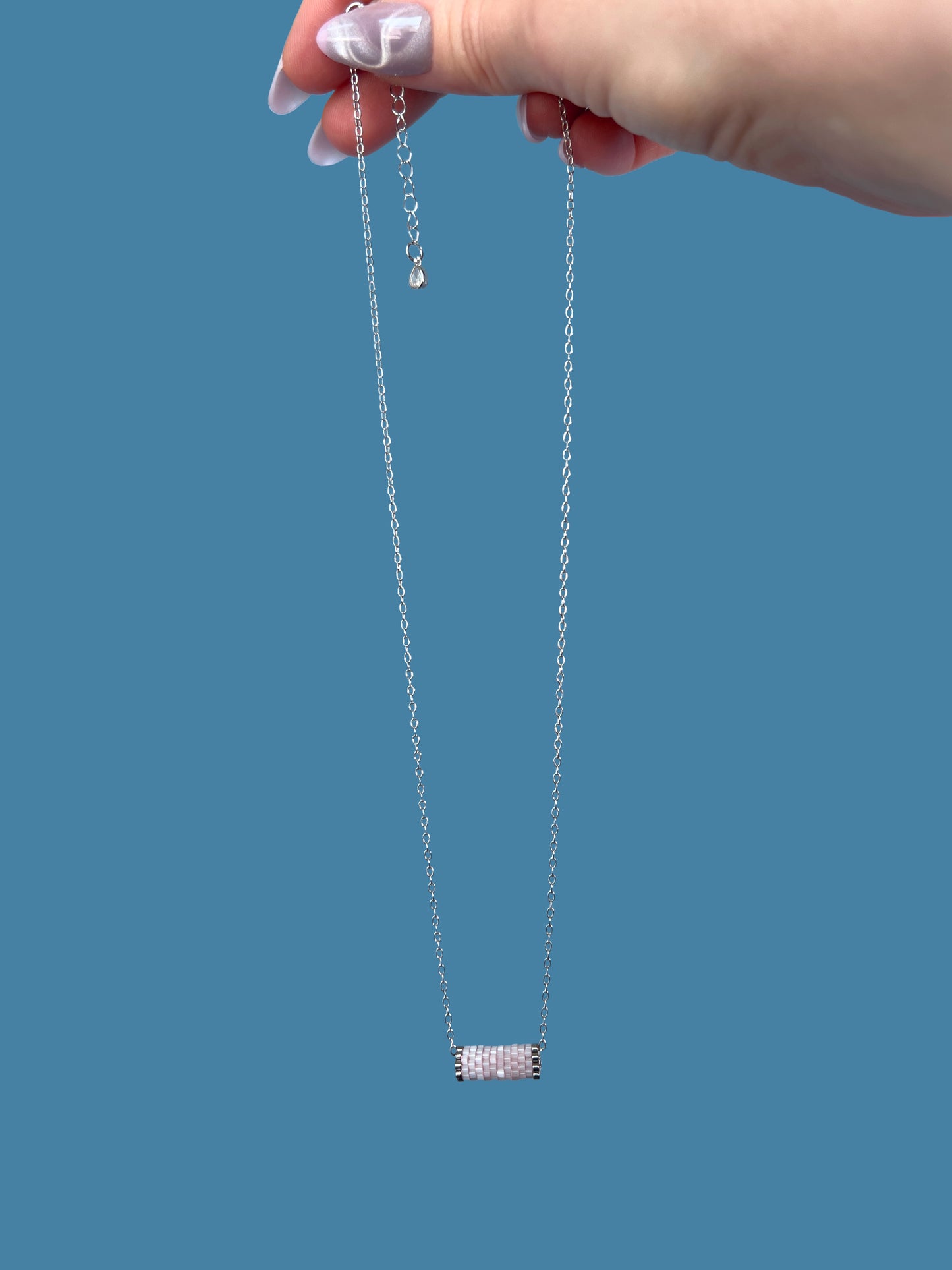 "Primrose" Blush Pink Satin Tube Pendant Necklace