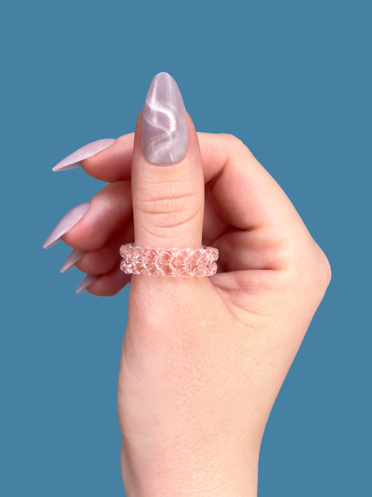 "Rosaline" Pink Braid Beaded Ring