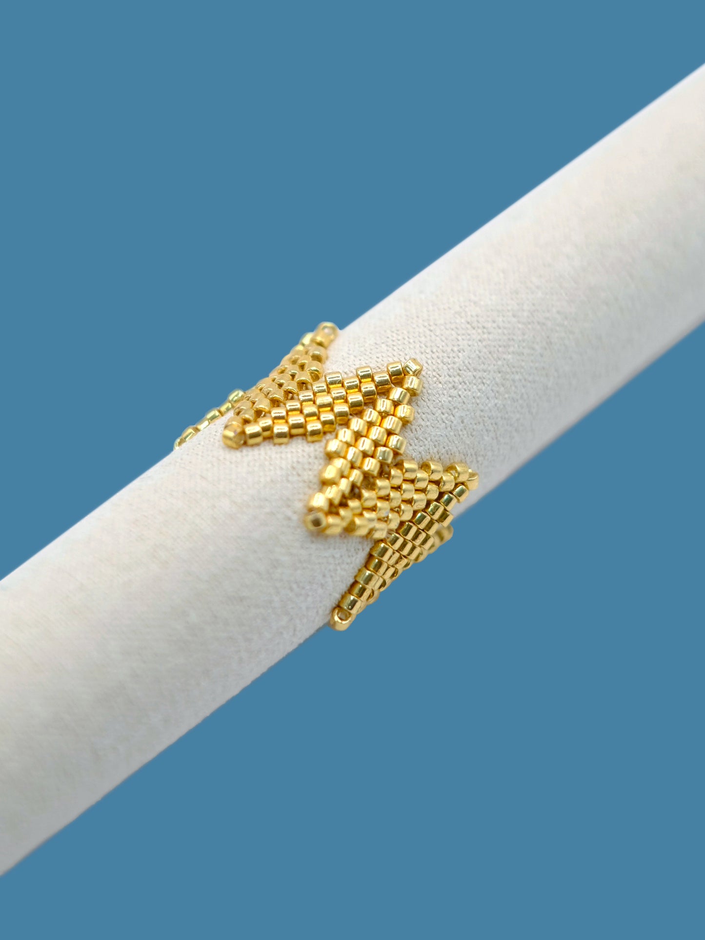 "Regina" Crown Gold Seed Bead Ring