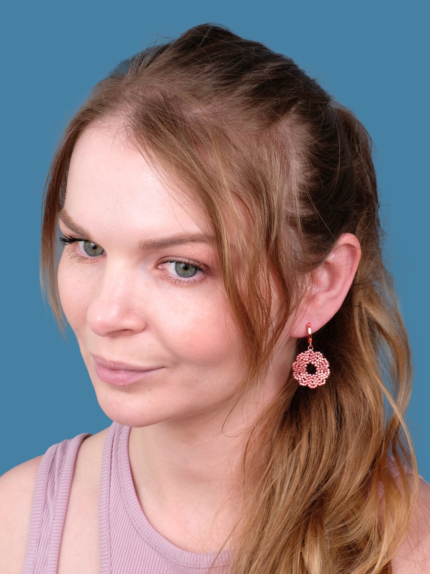 "Fleur Rose Gold" Dangle Flower Rose Gold Earrings
