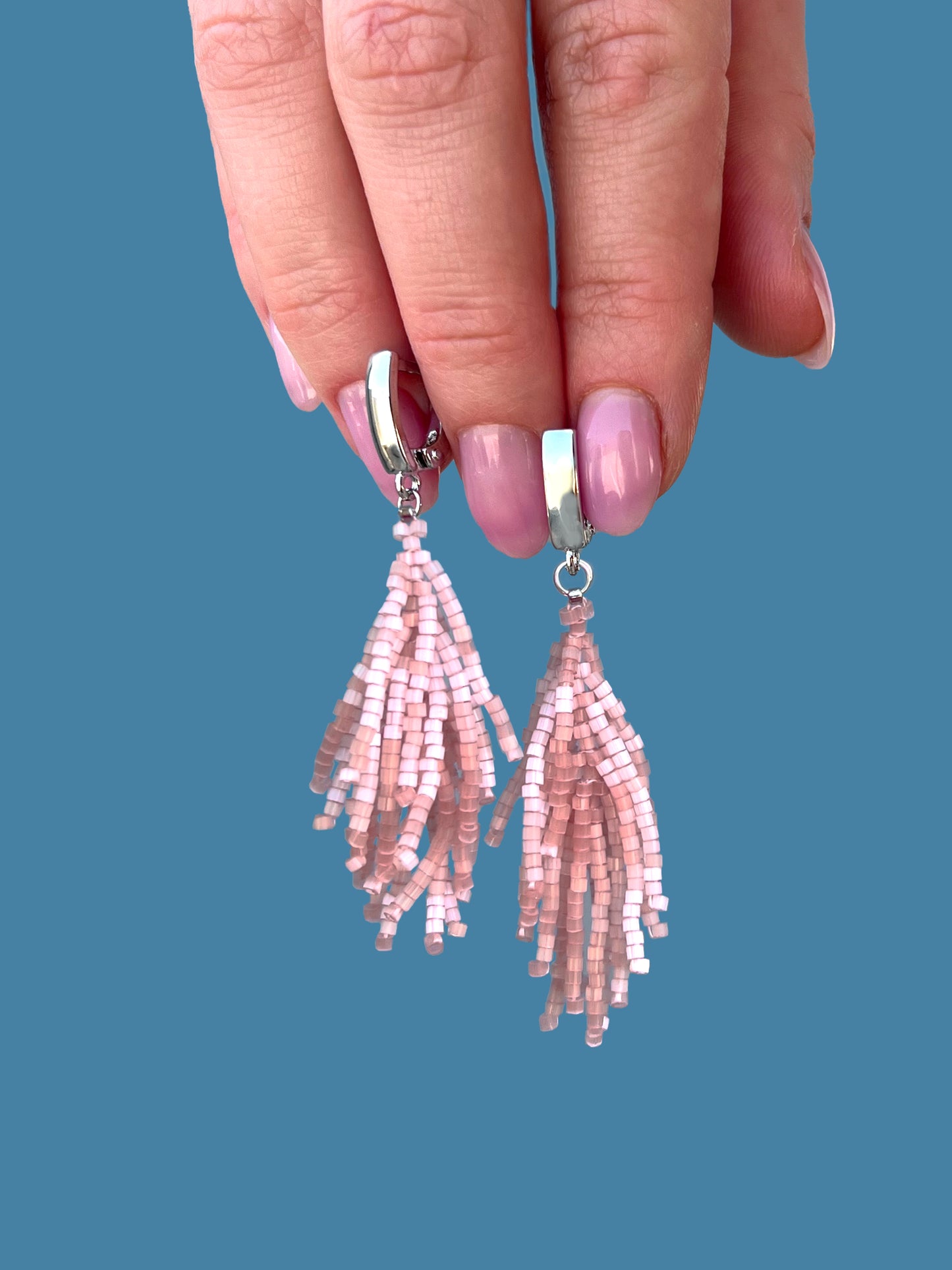 "Alba Blush" Pink Satin Earrings