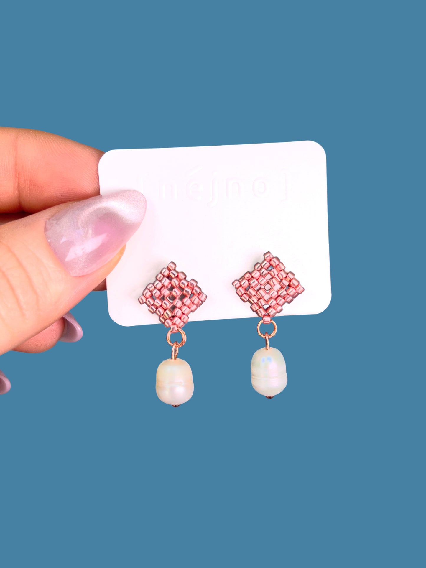 "Elise Rose Gold" Rose Gold Plated Stud Earrings with a Pearl