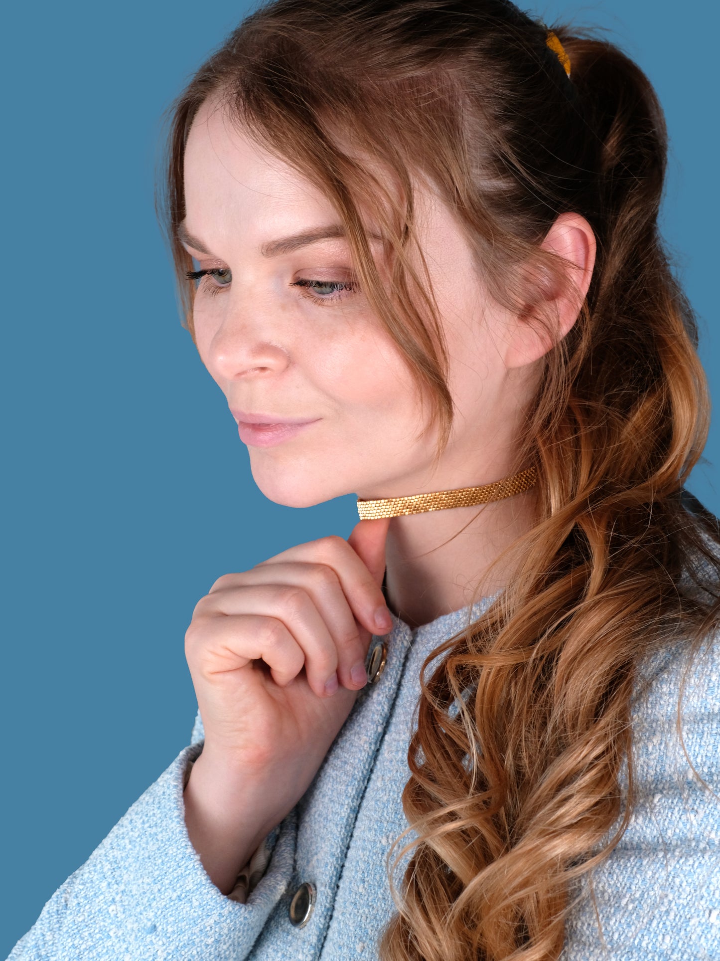 "Lustre" Wide Gold Plated Choker Necklace