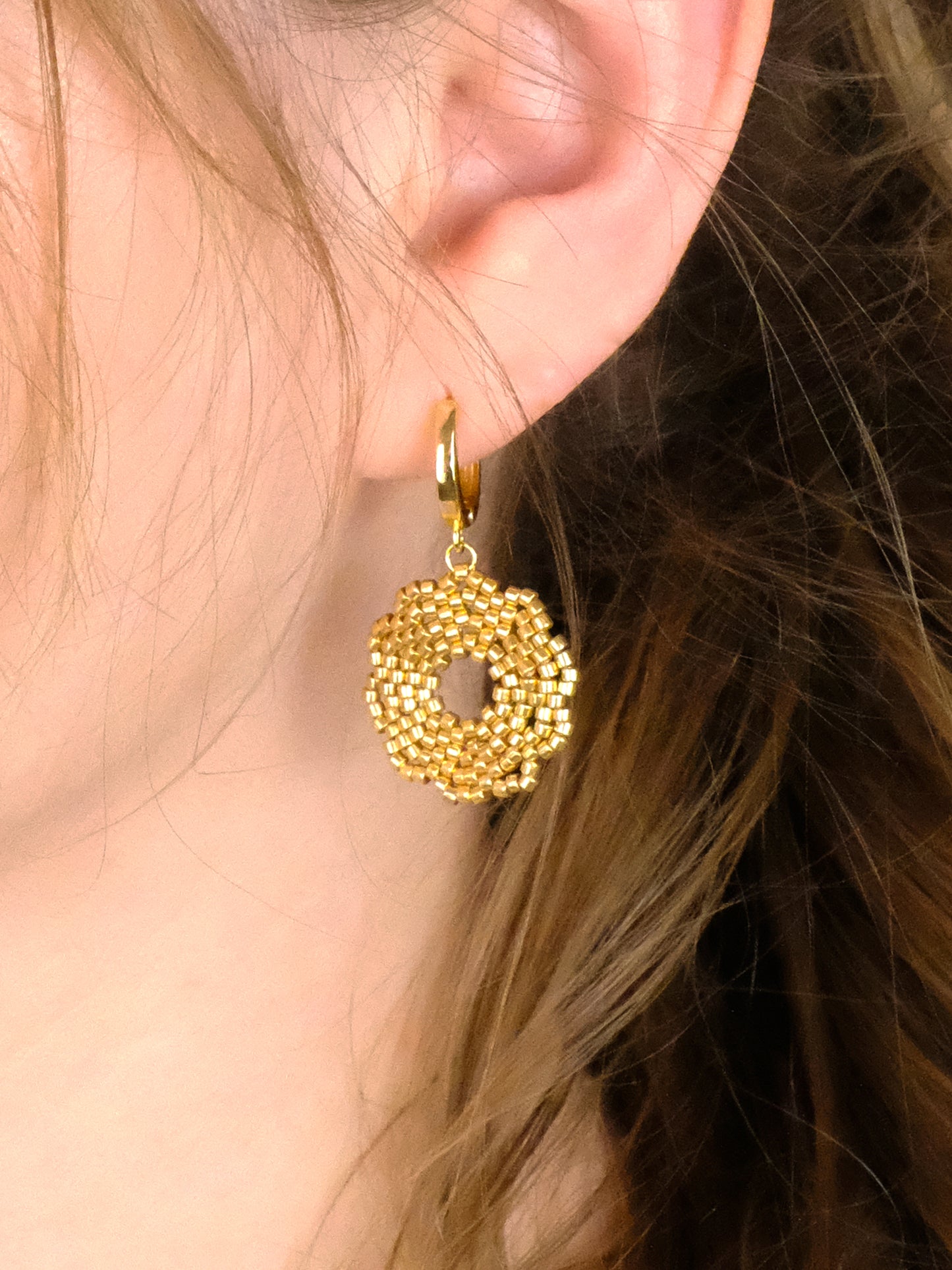 "Fleur Gold" Dangle Flower Gold Plated Earrings