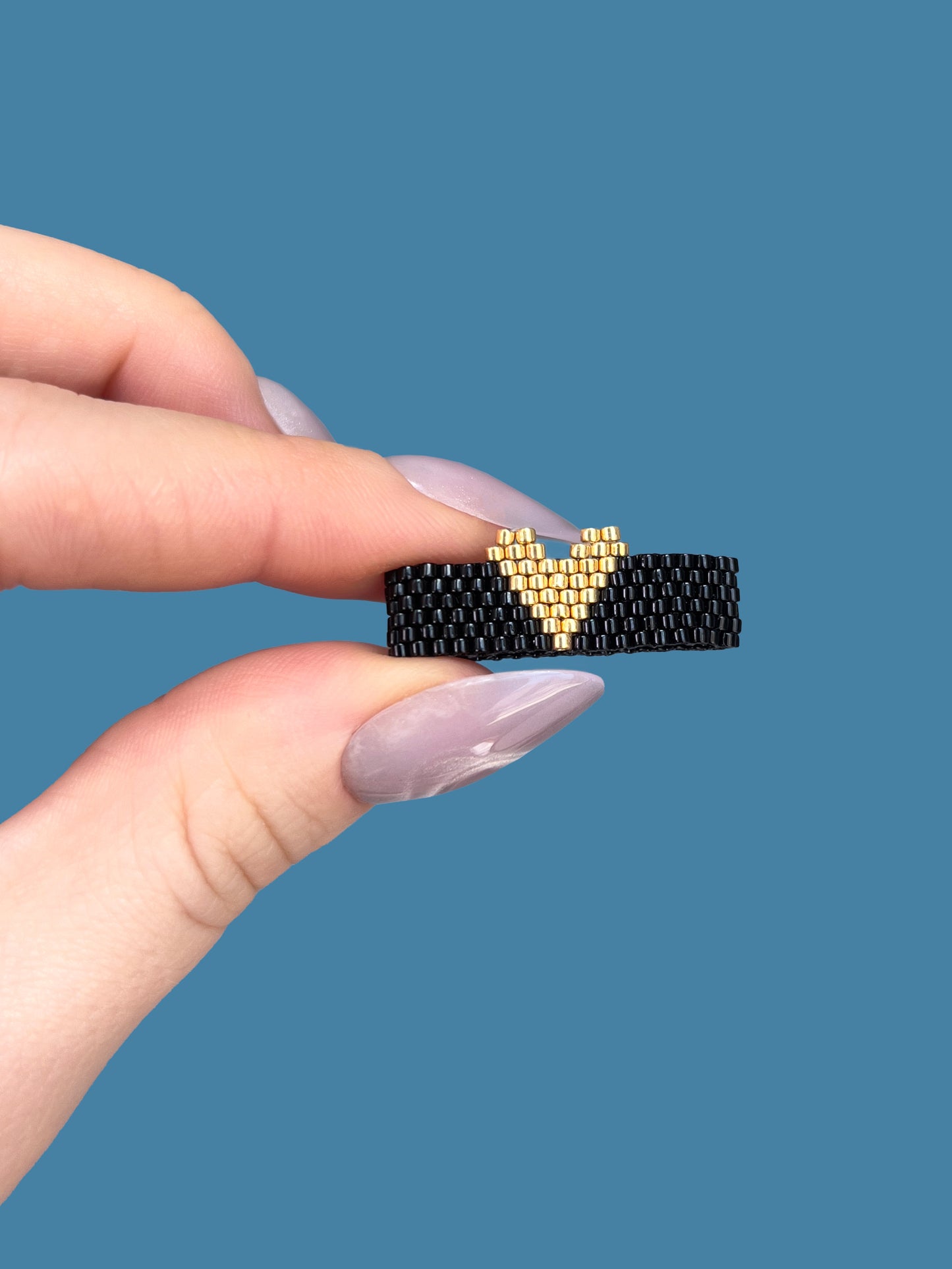 "Aurelia" Gold Heart Seed Bead Ring