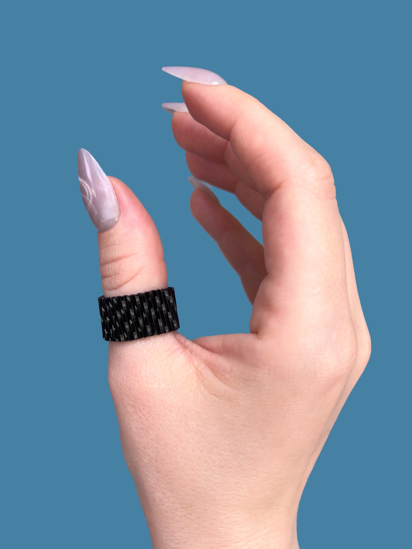 "Abyss" Black Bugle Seed Bead Ring