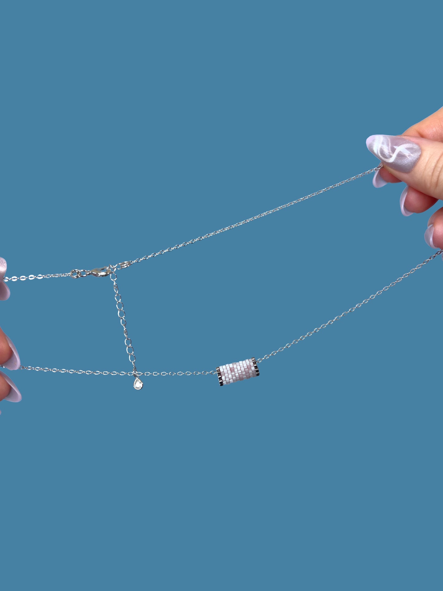 "Primrose" Blush Pink Satin Tube Pendant Necklace