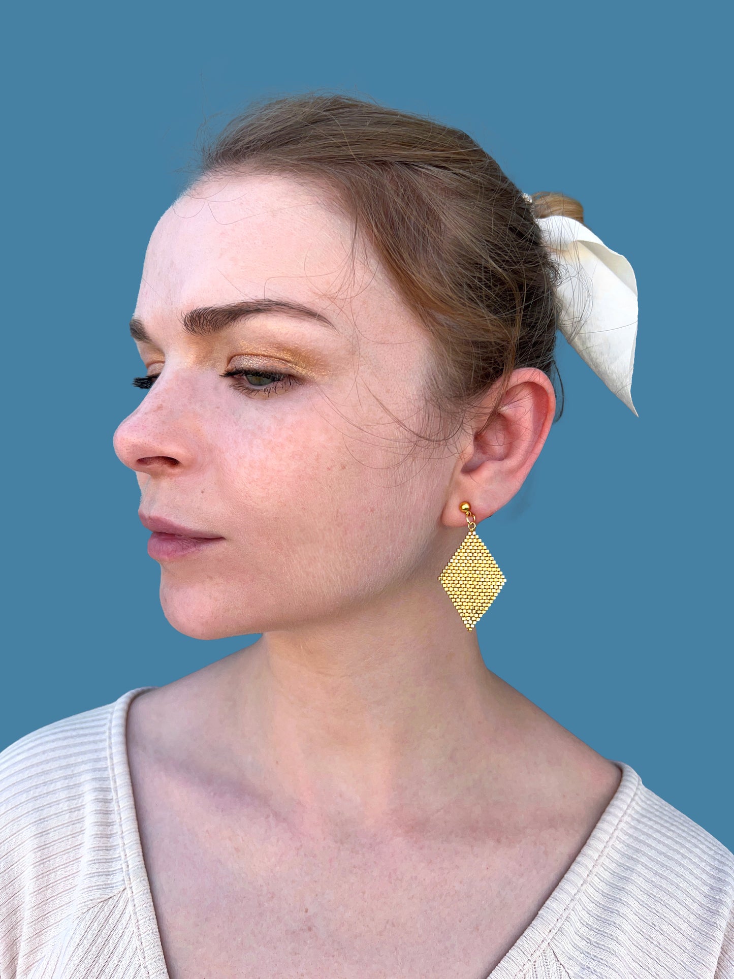 "Aria Gold" Rhombus Gold Stud Earrings