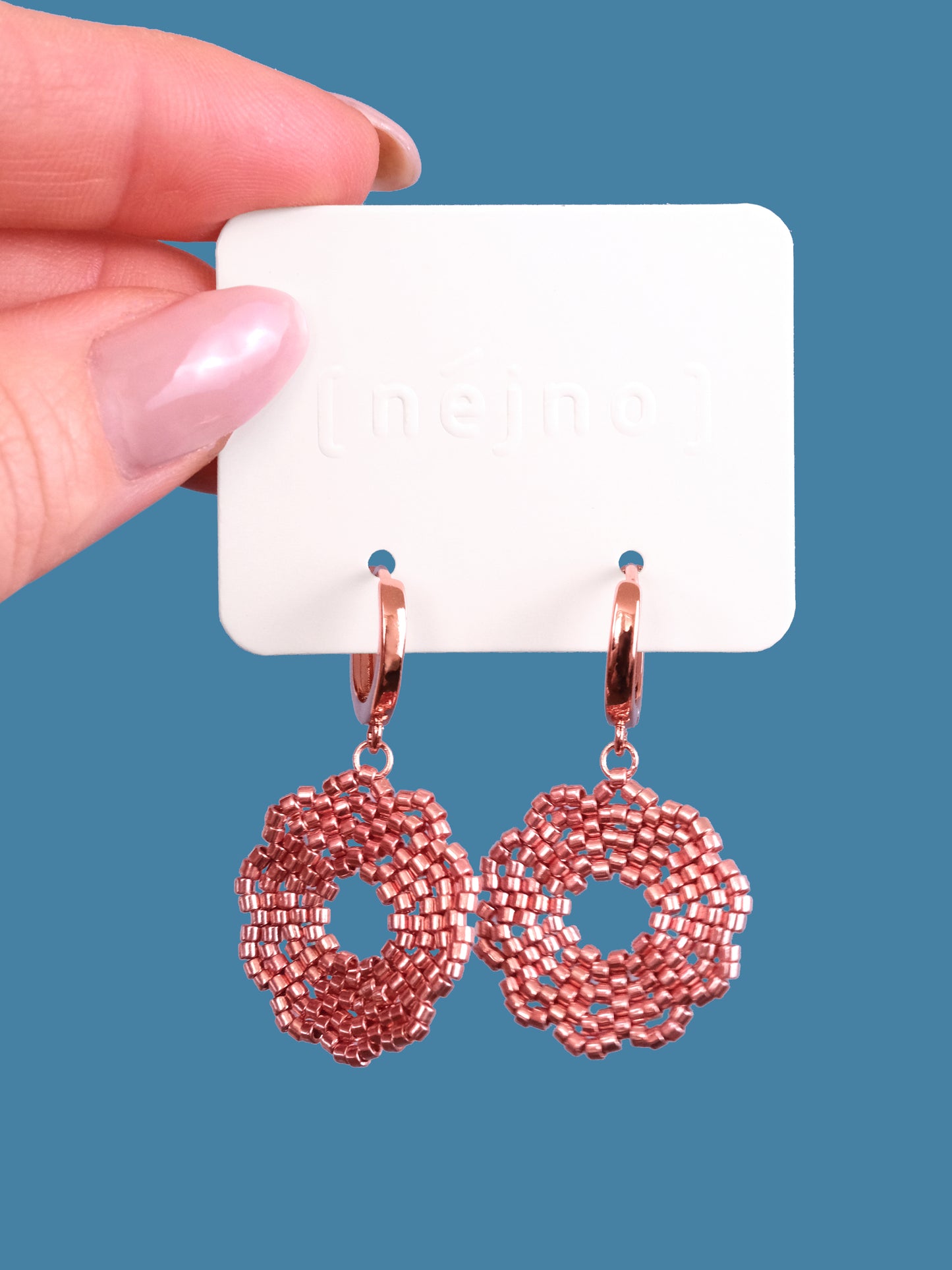 "Fleur Rose Gold" Dangle Flower Rose Gold Earrings
