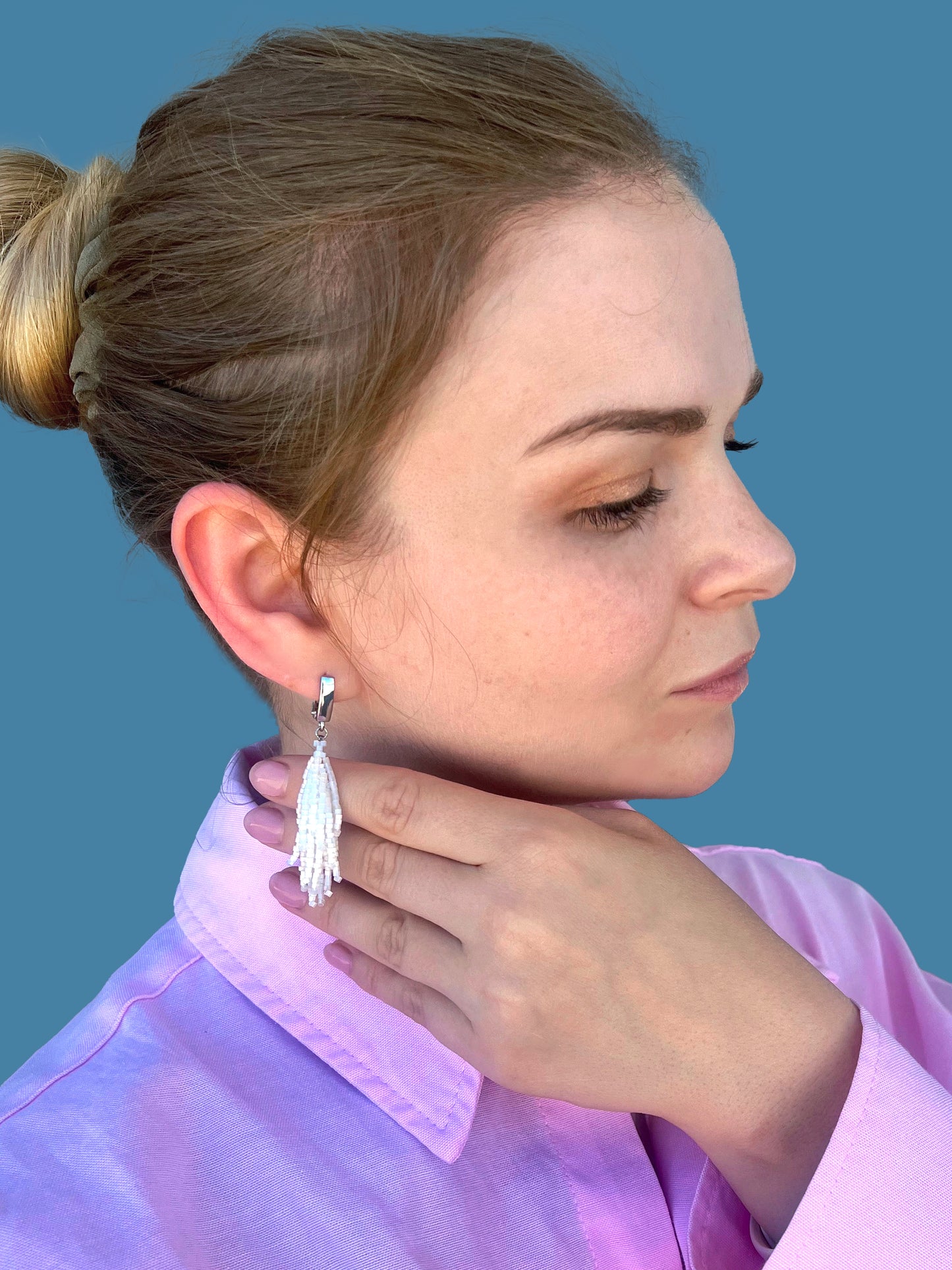 "Alba Frost" Snow White Satin Earrings
