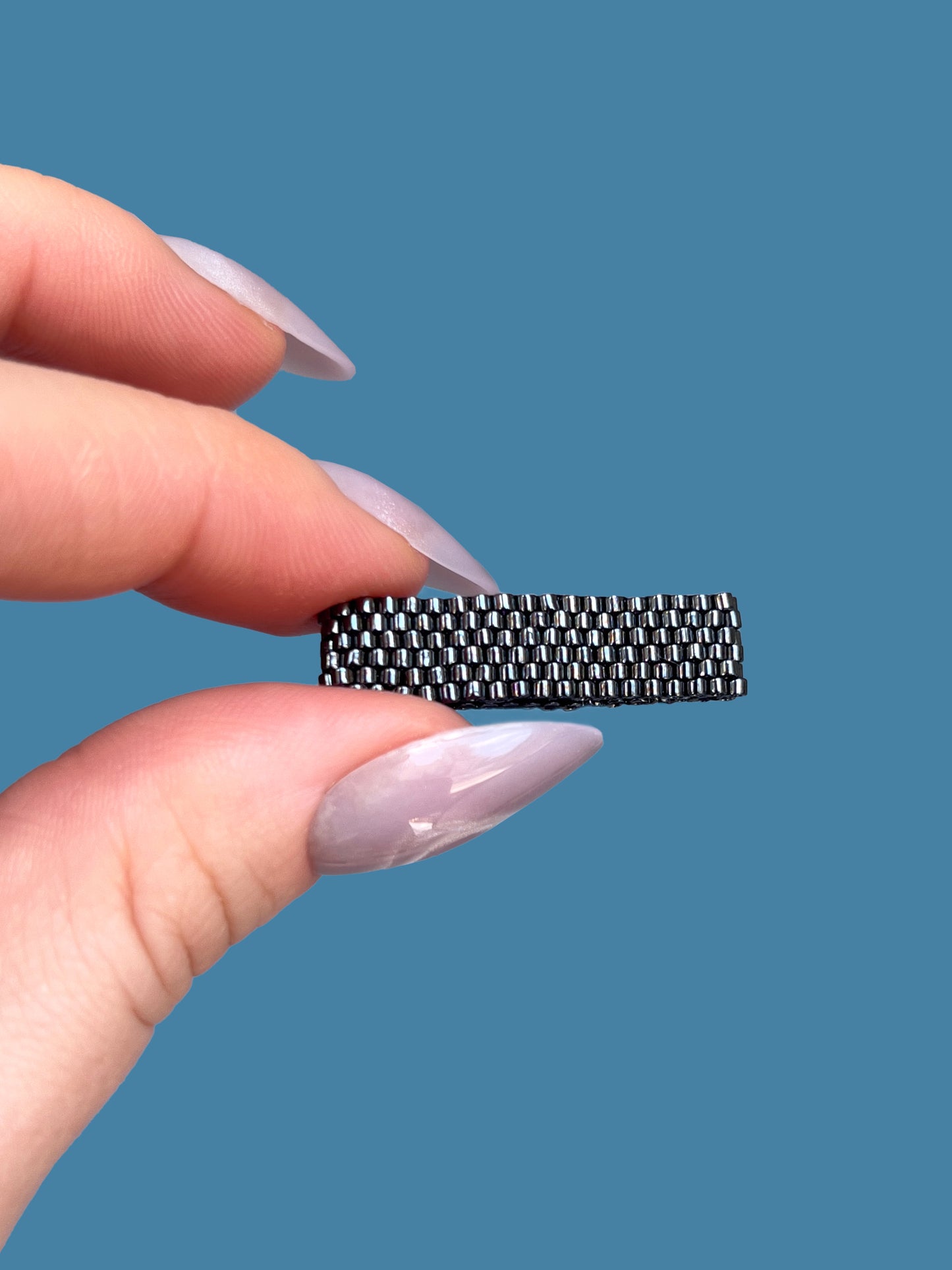 "Ash" Gunmetal Seed Bead Ring