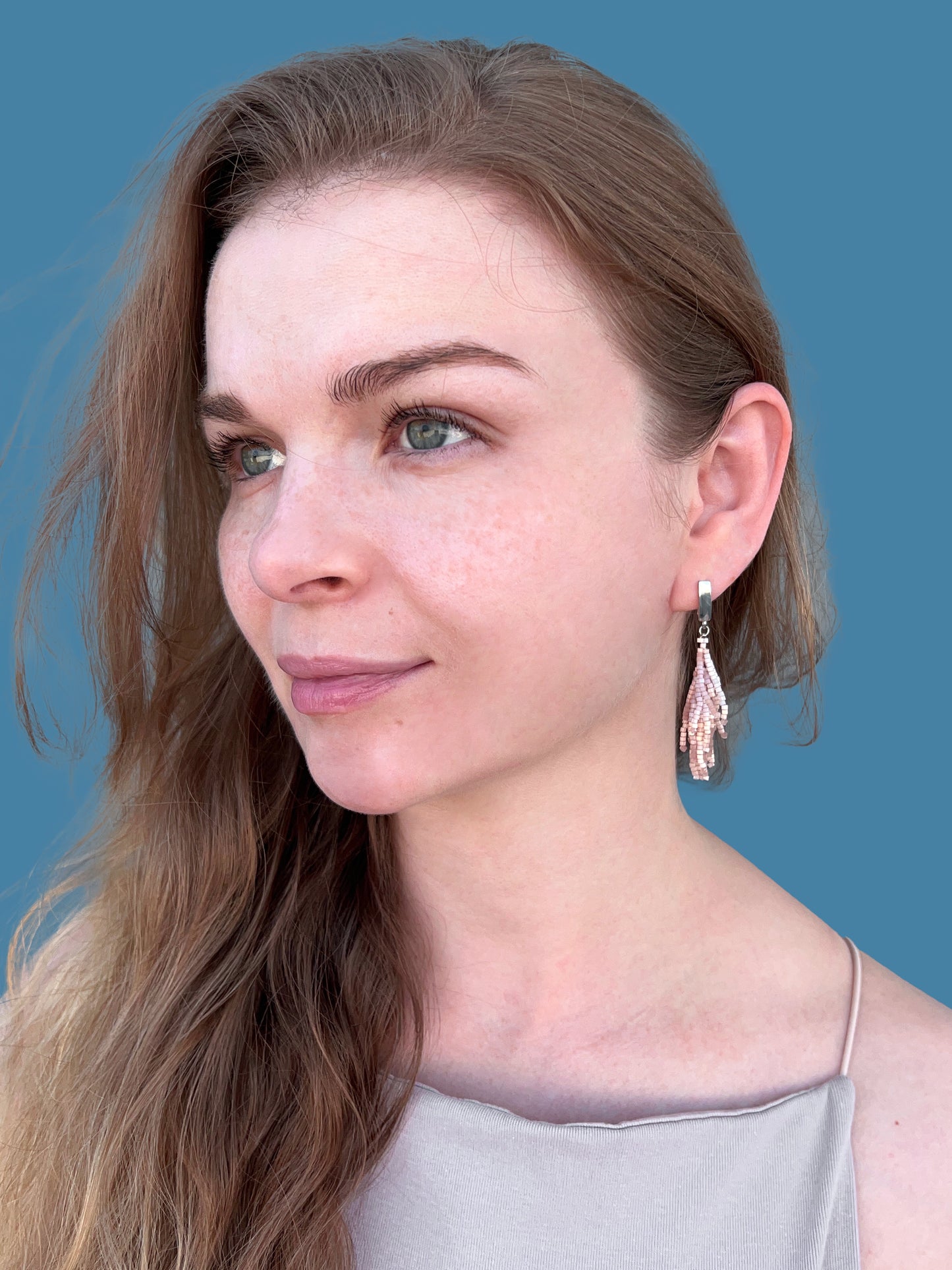"Alba Blush" Pink Satin Earrings