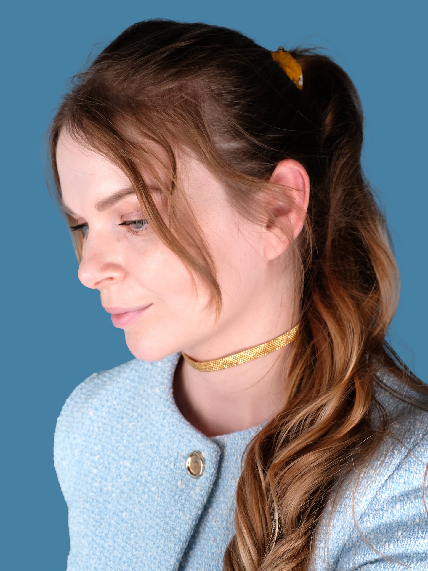 "Lustre" Wide Gold Plated Choker Necklace