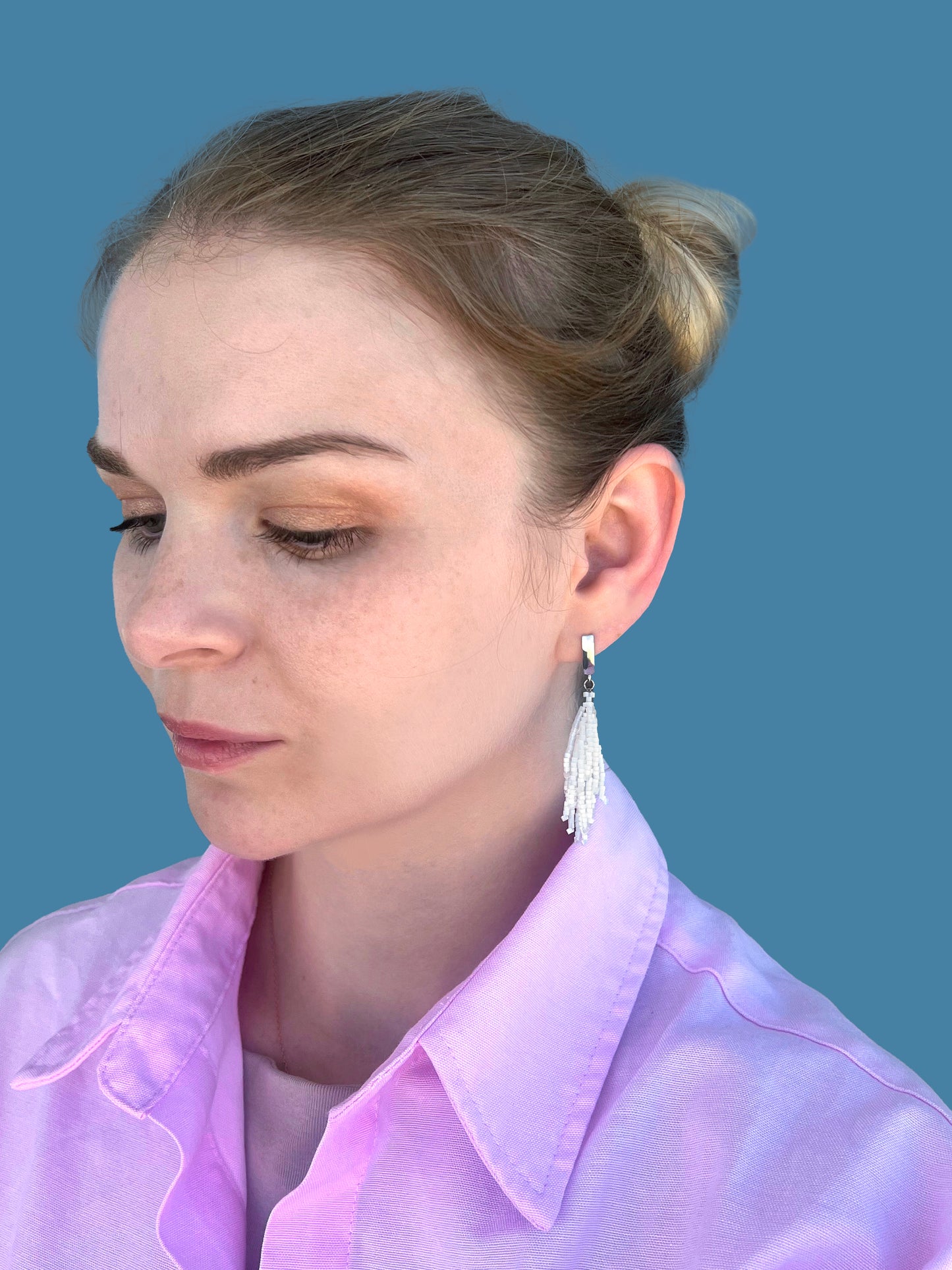"Alba Frost" Snow White Satin Earrings