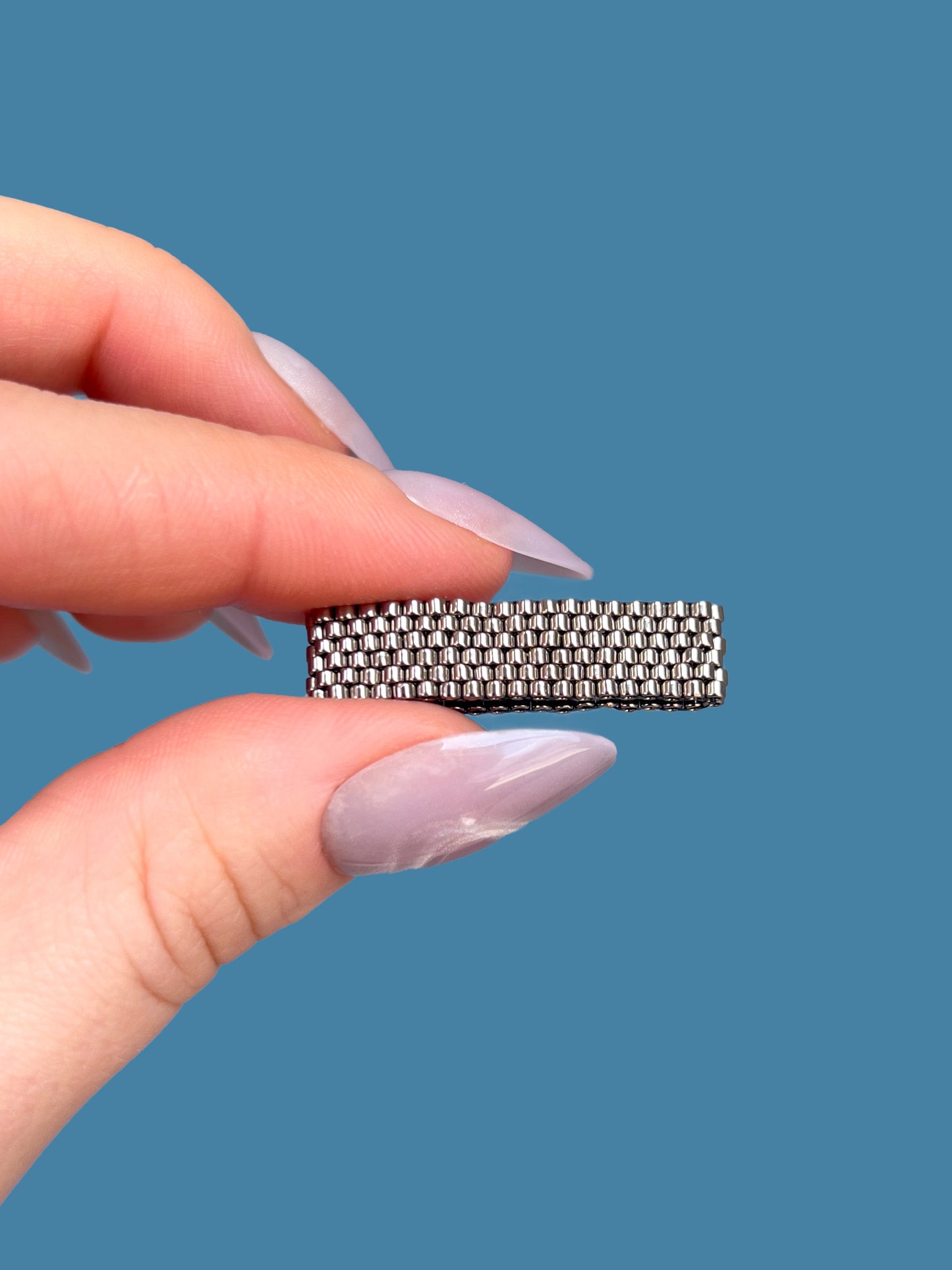"Stella" Dark Silver Seed Bead Ring