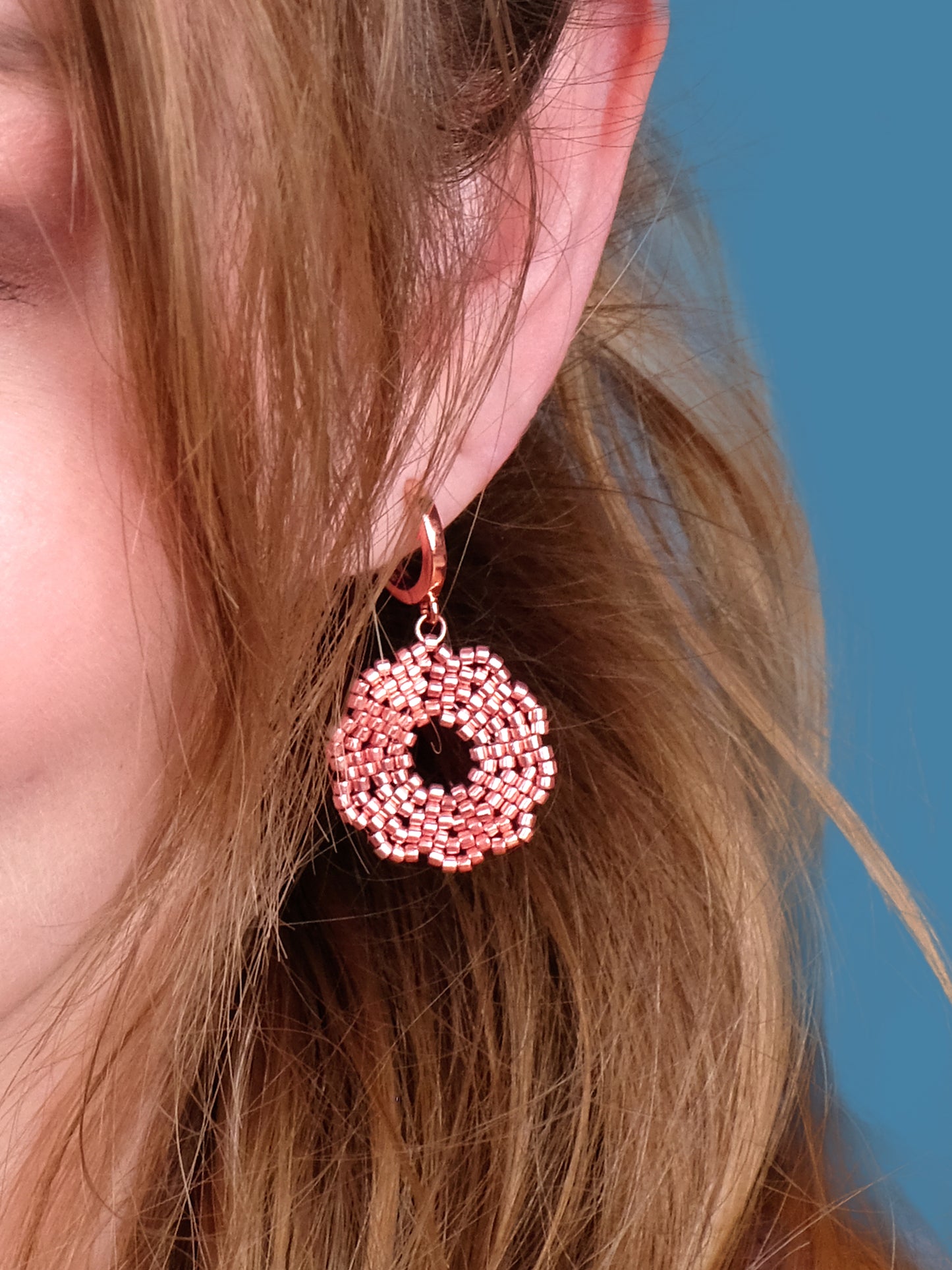 "Fleur Rose Gold" Dangle Flower Rose Gold Earrings