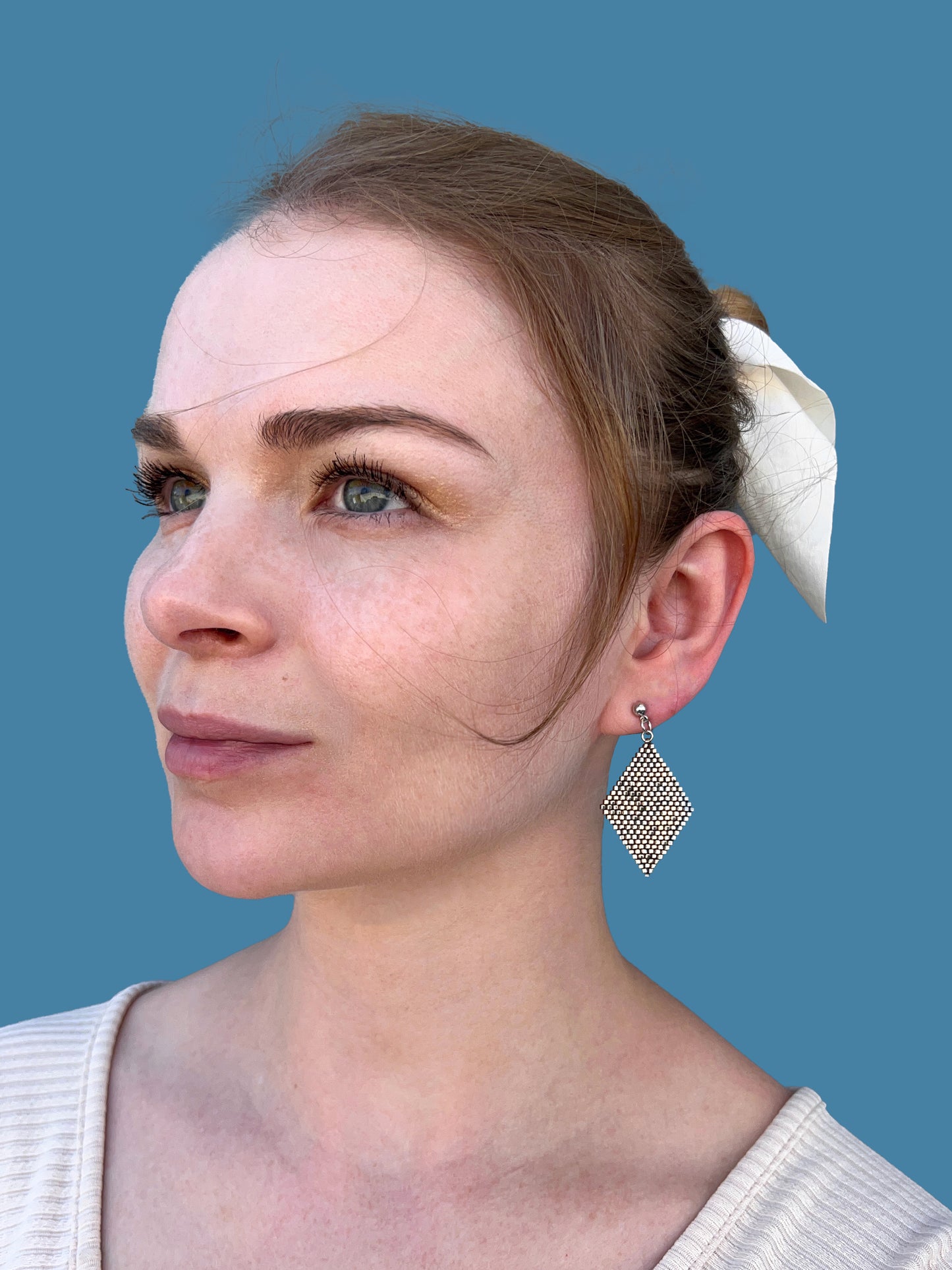 "Aria Silver" Rhombus Silver Stud Earrings