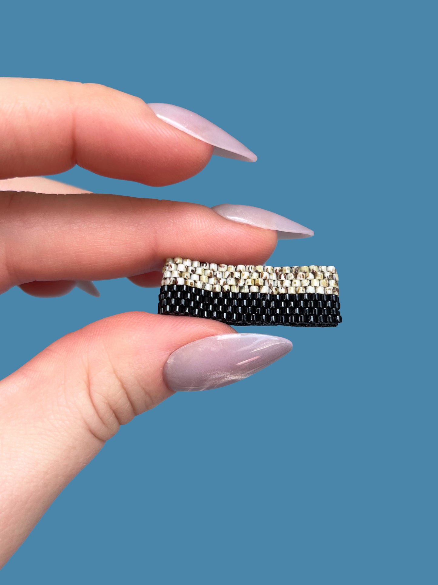 "Vesper" Stone and Black Seed Bead Ring