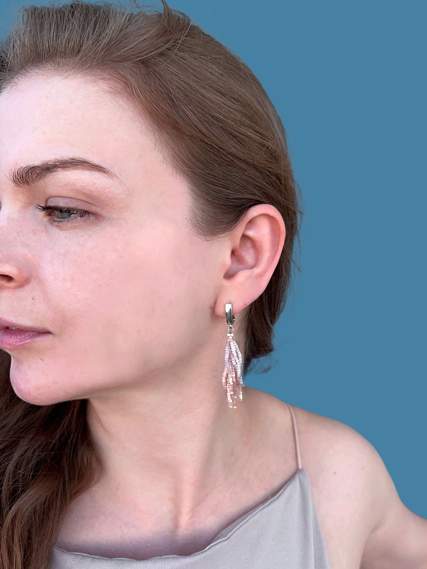 "Alba Blush" Pink Satin Earrings