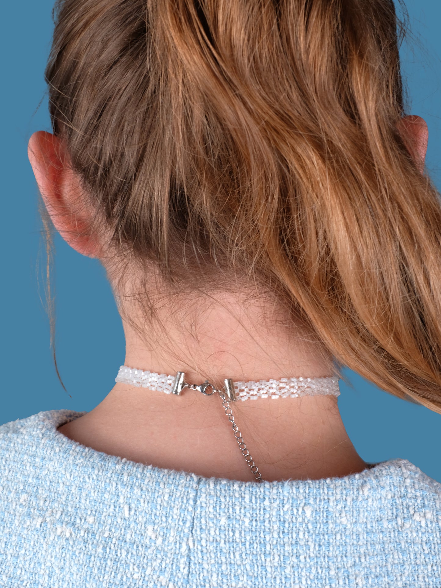 "Crystal Lace" Snowflake White Satin Lace Choker Necklace