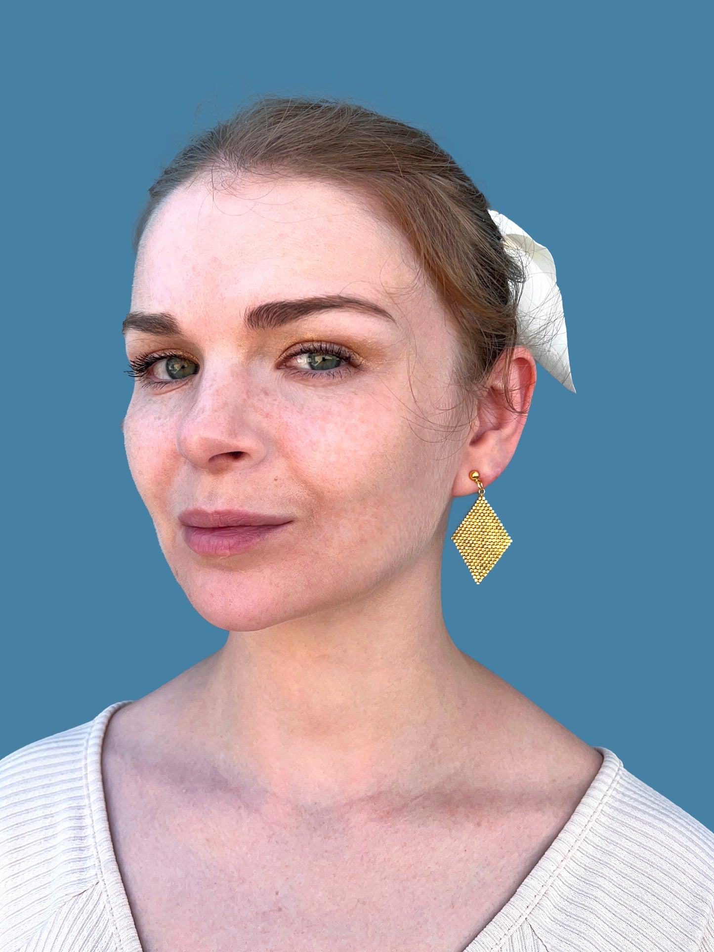 "Aria Gold" Rhombus Gold Stud Earrings