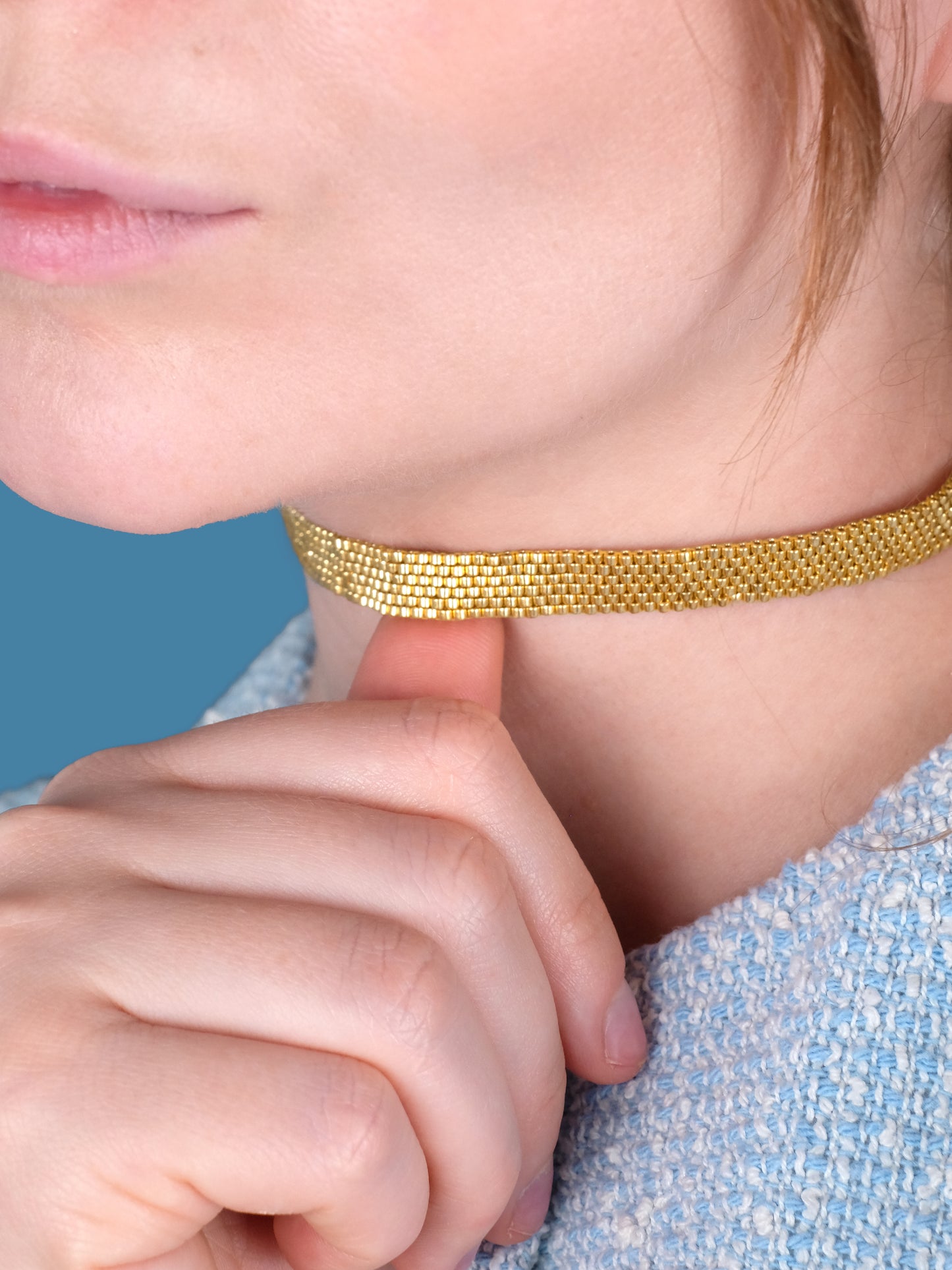 "Lustre" Wide Gold Plated Choker Necklace
