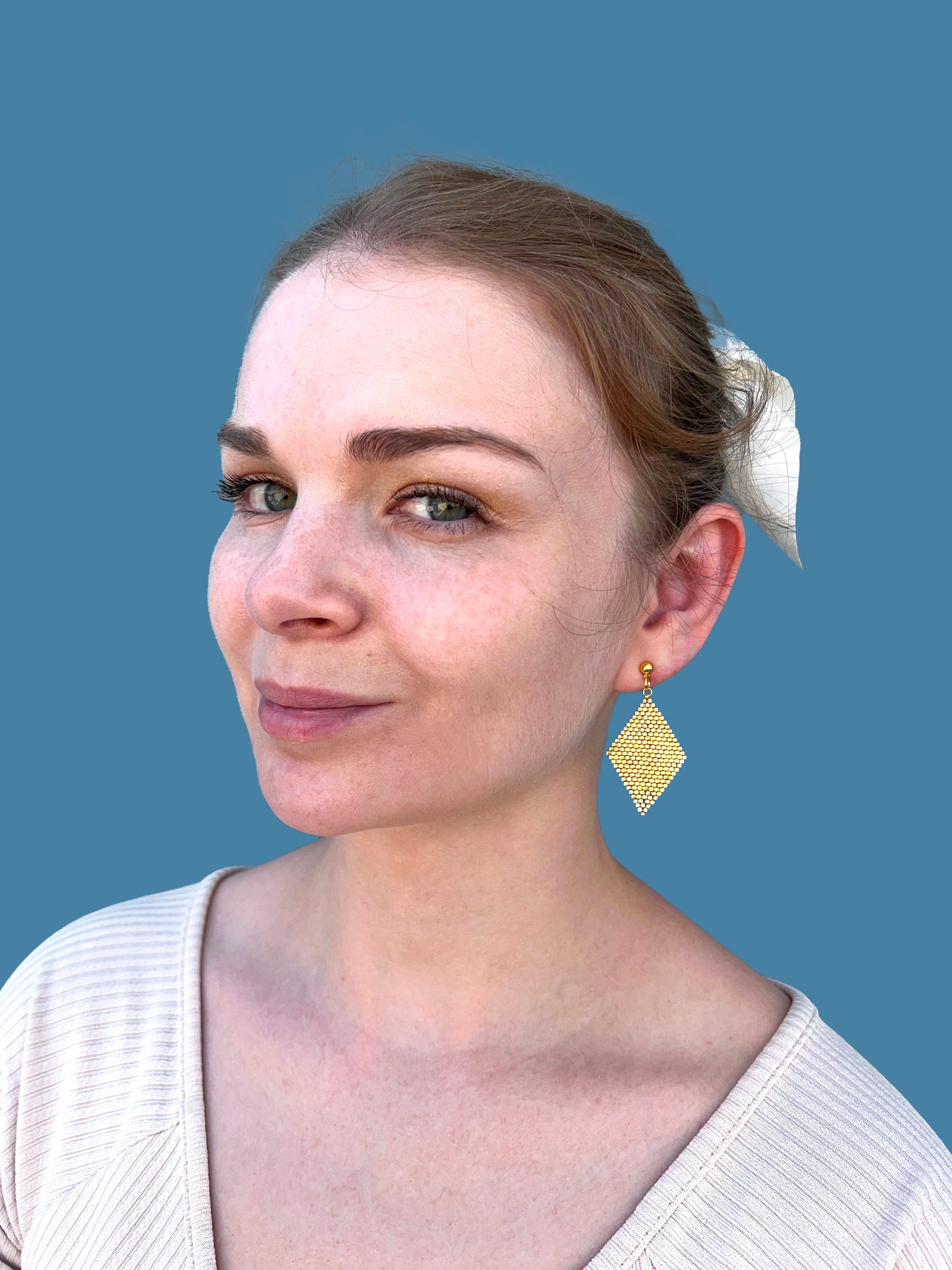 "Aria Gold" Rhombus Gold Stud Earrings