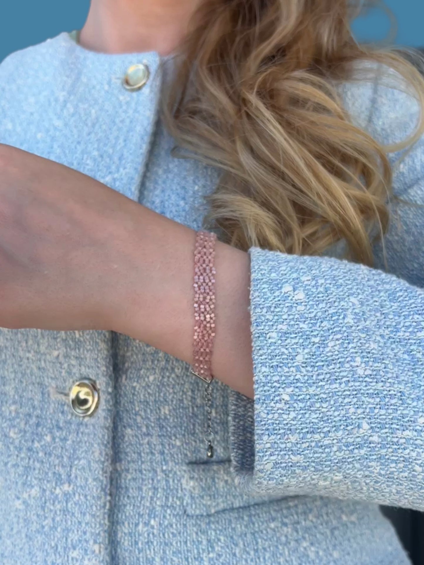 "Blossom Lace" Pink Satin Lace Bracelet