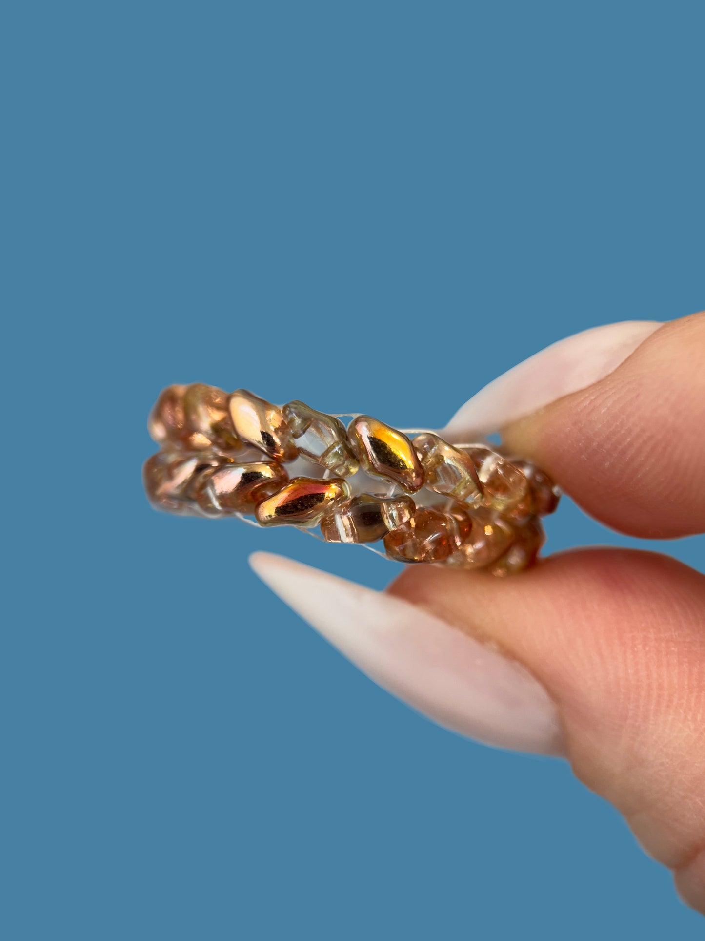 "Elysia" Gold Topaz Braid Beaded Ring