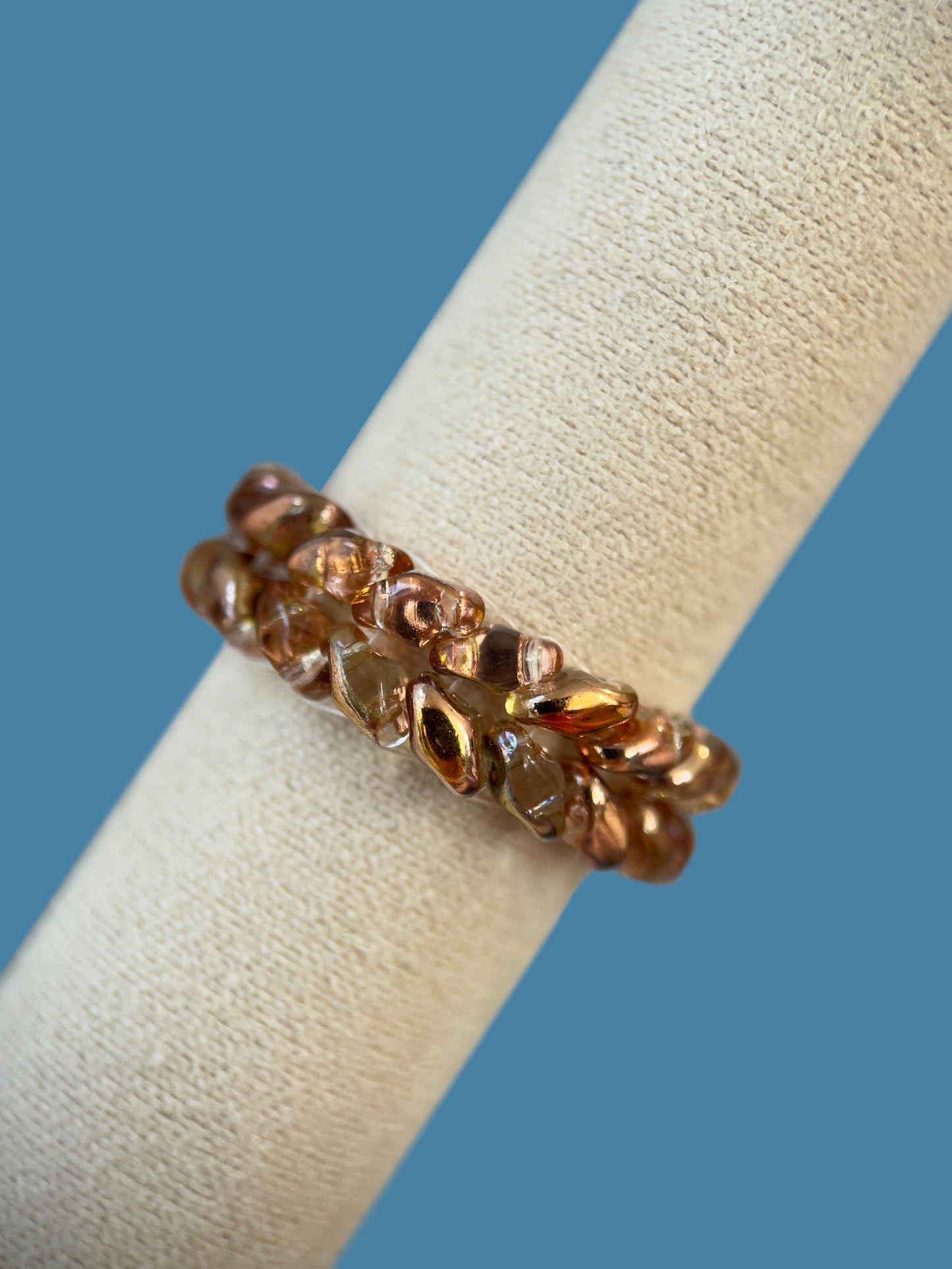 "Elysia" Gold Topaz Braid Beaded Ring