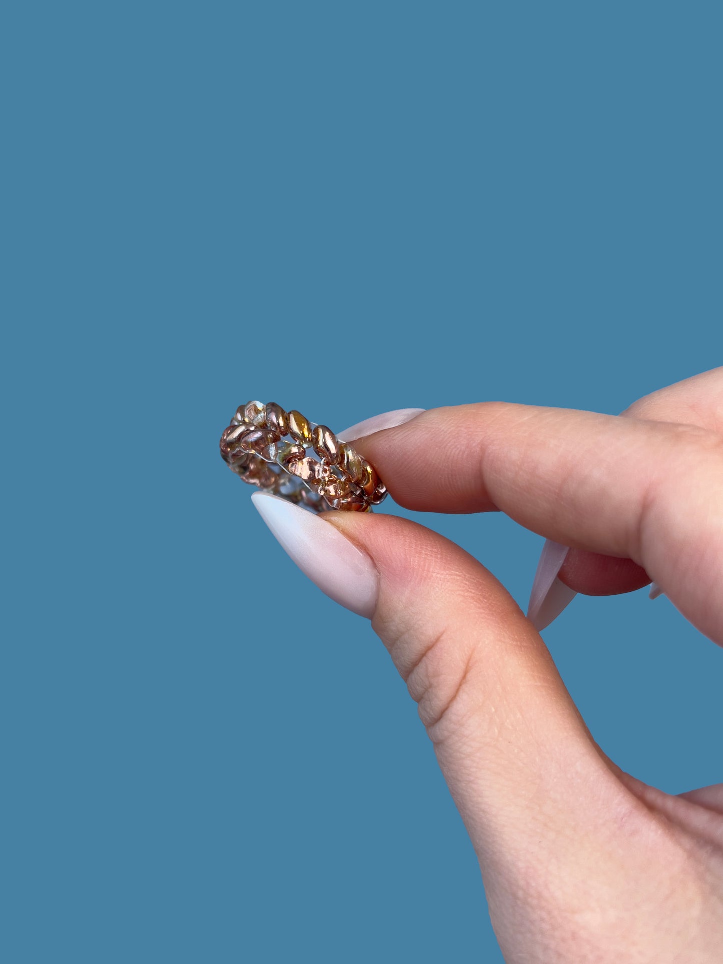 "Elysia" Gold Topaz Braid Beaded Ring