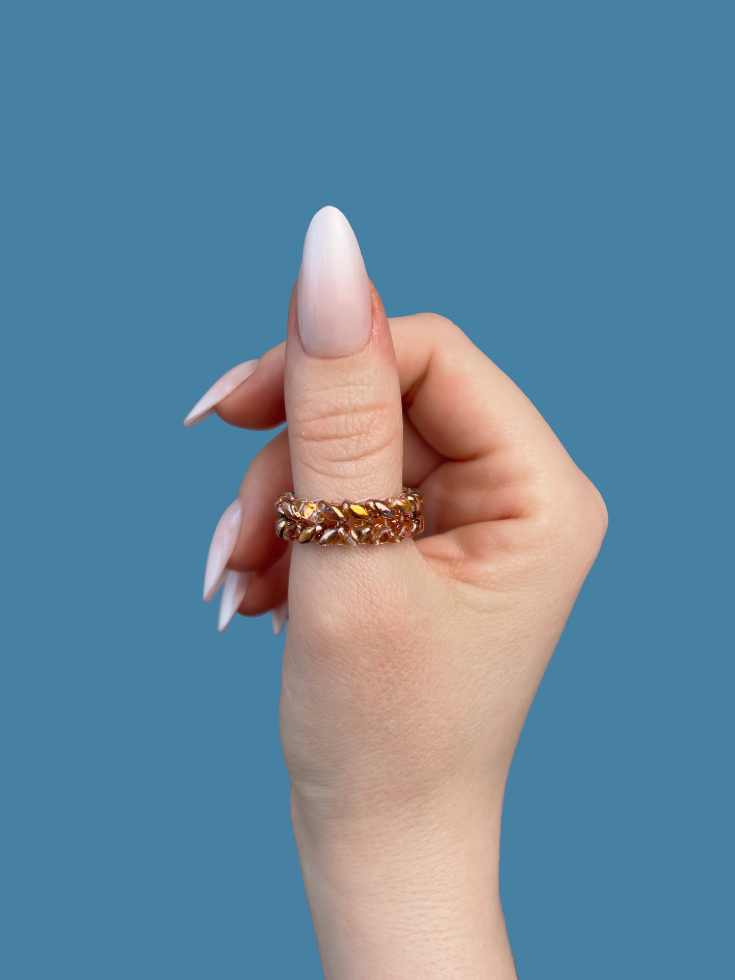 "Elysia" Gold Topaz Braid Beaded Ring