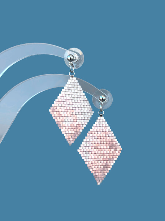 "Aria Blush" Rhombus Pink Satin Stud Earrings
