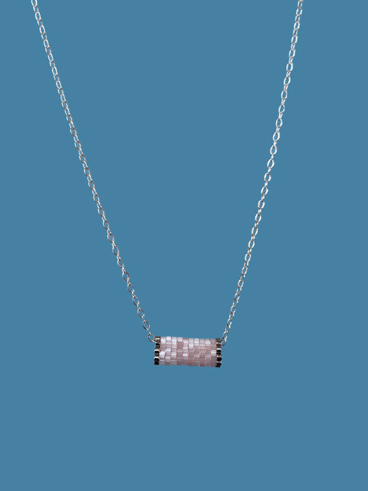 "Primrose" Blush Pink Satin Tube Pendant Necklace