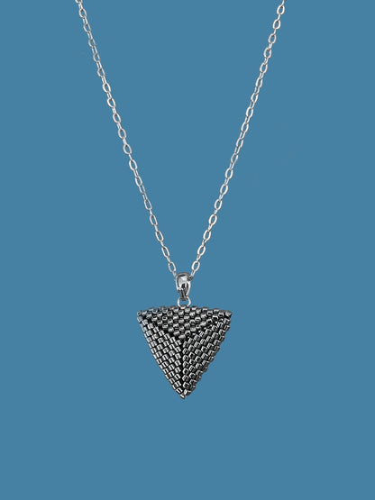 "Astra Silver" Dark Silver Triangle Pendant Necklace
