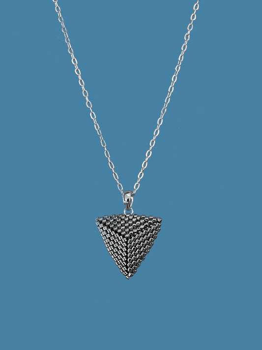 "Astra Silver" Dark Silver Triangle Pendant Necklace