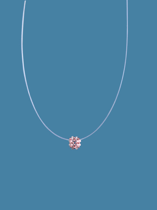"Lina Rose Gold" Necklace on a String: Rose Gold and Satin Pink Pendant