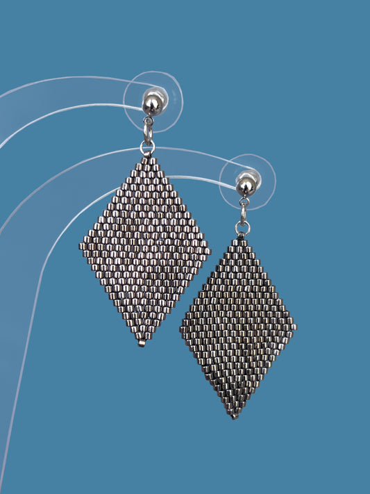 "Aria Silver" Rhombus Silver Stud Earrings