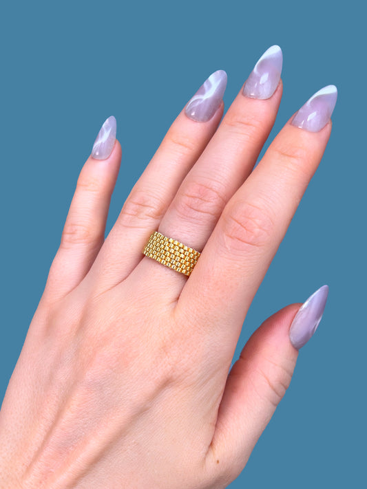 "Lustre" Gold Seed Bead Ring