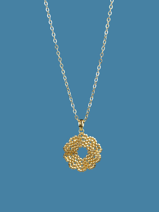 "Fleur Gold" Flower Pendant Necklace
