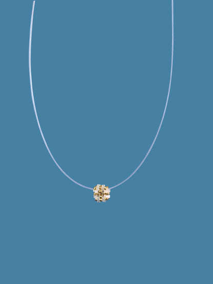 "Lina Gold" Necklace on a String: Gold and Creamy Satin Pendant