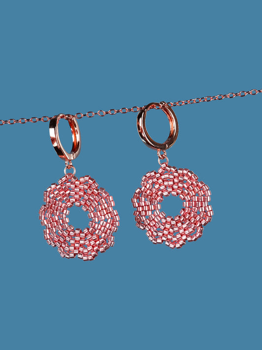 "Fleur Rose Gold" Dangle Flower Rose Gold Earrings
