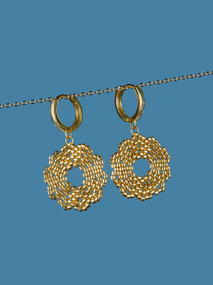 "Fleur Gold" Dangle Flower Gold Plated Earrings
