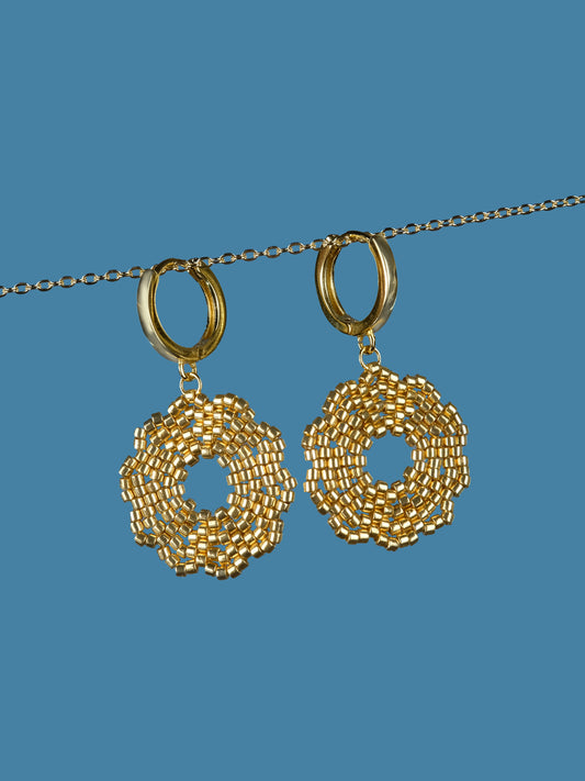 "Fleur Gold" Dangle Flower Gold Plated Earrings